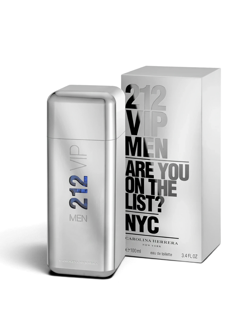euaden Carolina Herrera 212 VIP Men EDT gümüş renkli metalik şişesi ve özel kutusu ile erkek parfümü
