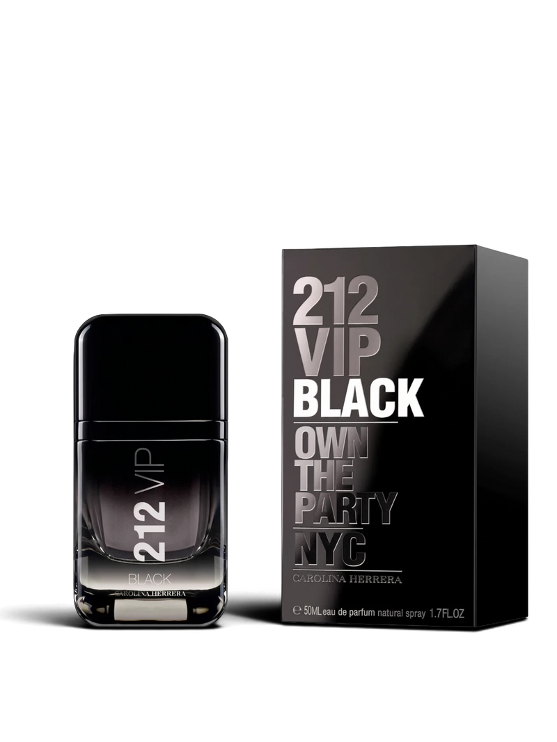 Euaden Carolina Herrera 212 VIP Men Black EDP parfüm şişesi ve siyah kutusu