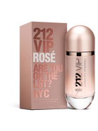 Euaden koleksiyonundan Carolina Herrera 212 VIP Rosé kadın parfümü, şık metalik pembe şişesi ve uyumlu kutusuyla.