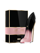 euaden tarafından sunulan, pembe ve siyah renkli ikonik stiletto şişeli Carolina Herrera Good Girl Blush Elixir parfüm