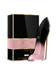 euaden tarafından sunulan, pembe ve siyah renkli ikonik stiletto şişeli Carolina Herrera Good Girl Blush Elixir parfüm