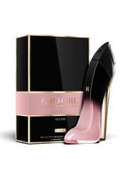euaden tarafından sunulan, pembe ve siyah renkli ikonik stiletto şişeli Carolina Herrera Good Girl Blush Elixir parfüm