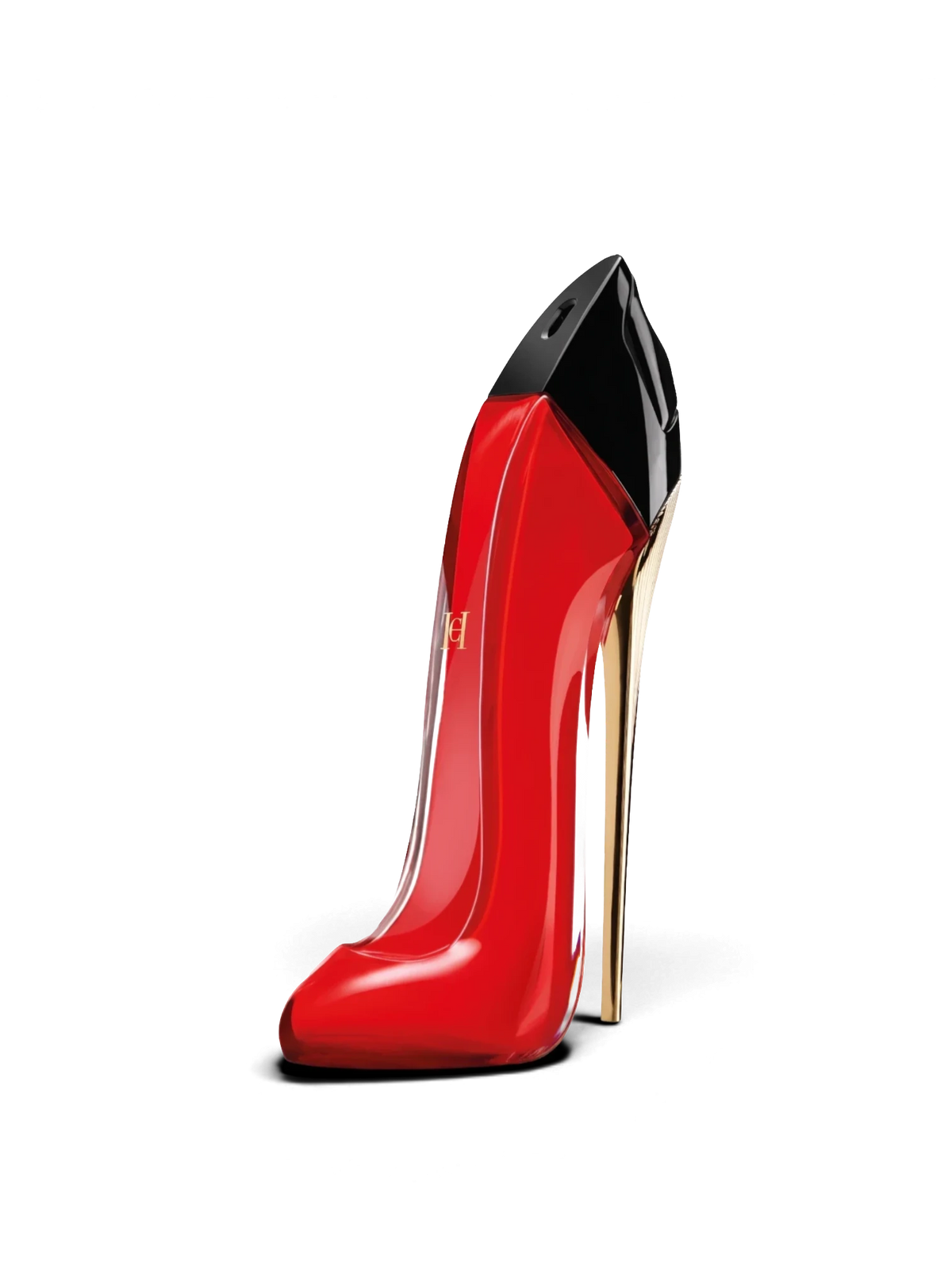 euaden tarafından sunulan, ikonik stiletto topuklu ayakkabı formunda kırmızı cam şişeli Carolina Herrera Very Good Girl