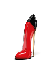 euaden tarafından sunulan, ikonik stiletto topuklu ayakkabı formunda kırmızı cam şişeli Carolina Herrera Very Good Girl