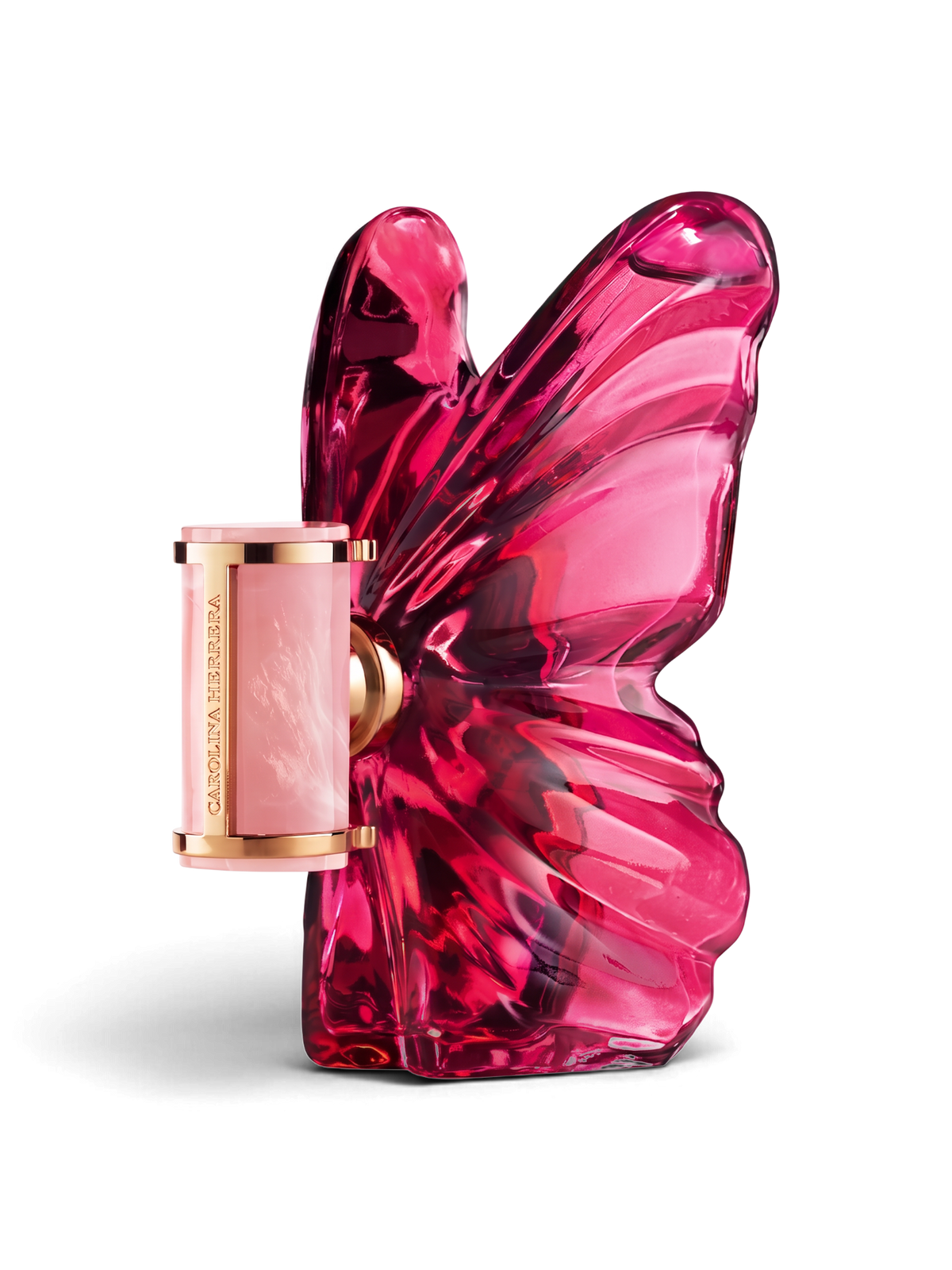 euaden Carolina Herrera La Bomba 50 ml kadın parfümü, kelebek kanadı formunda şık pembe cam şişe tasarımı