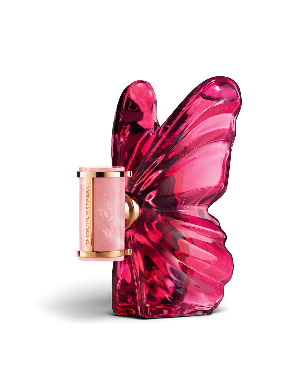 euaden Carolina Herrera La Bomba 50 ml kadın parfümü, kelebek kanadı formunda şık pembe cam şişe tasarımı