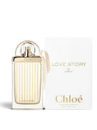 euaden Chloé Love Story kadın parfümü, zarif cam şişesi ve beyaz kutusu ile çiçeksi ve ferah bir koku deneyimi sunar.