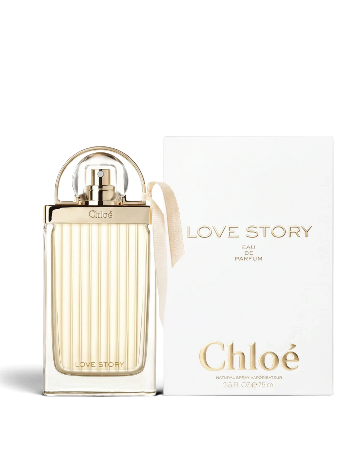 euaden Chloé Love Story kadın parfümü, zarif cam şişesi ve beyaz kutusu ile çiçeksi ve ferah bir koku deneyimi sunar.