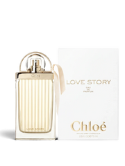 euaden Chloé Love Story kadın parfümü, zarif cam şişesi ve beyaz kutusu ile çiçeksi ve ferah bir koku deneyimi sunar.