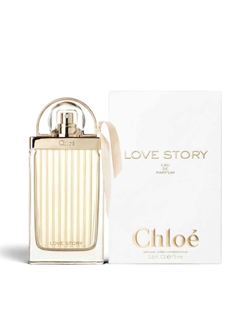 euaden Chloé Love Story kadın parfümü, zarif cam şişesi ve beyaz kutusu ile çiçeksi ve ferah bir koku deneyimi sunar.