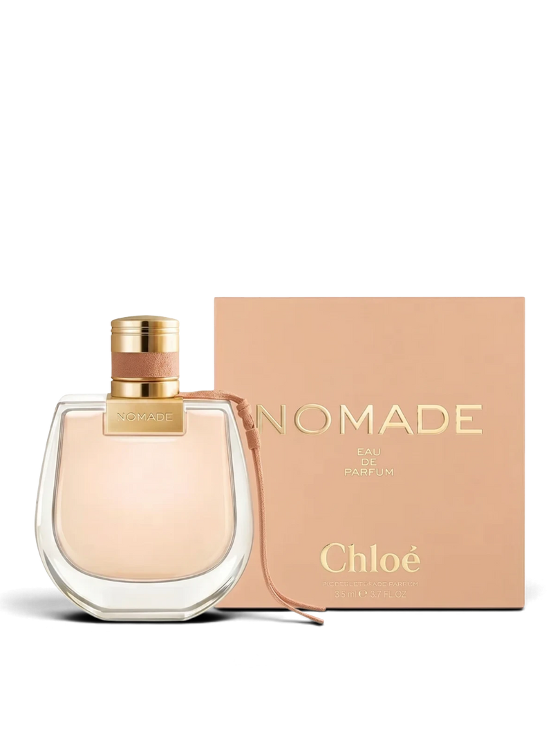 euaden Chloé Nomade kadın parfümü, şık cam şişesi ve bej renkli kutusu ile şipre floral koku tasarımı