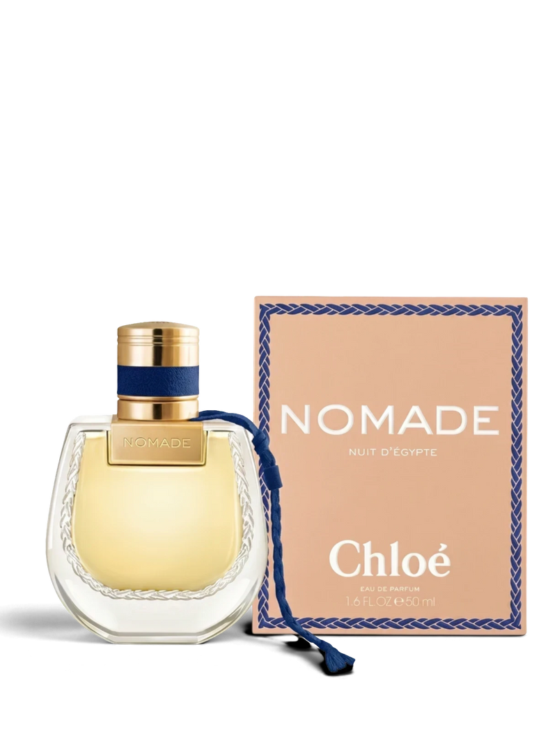 euaden Chloé Nomade Nuit d'Égypte kadın parfümü, şık cam şişesi ve özel kutusu ile zarif bir sunumda.