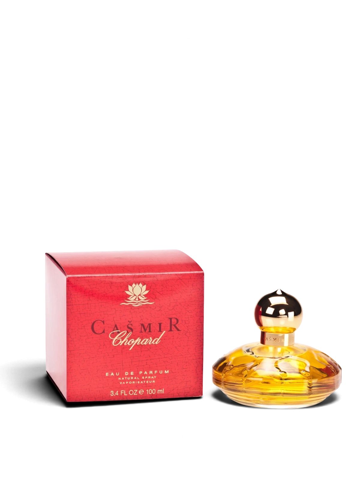 euaden Chopard Casmir kadın parfümü, kırmızı kutusu ve altın rengi şık cam şişesiyle 100 ml EDP
