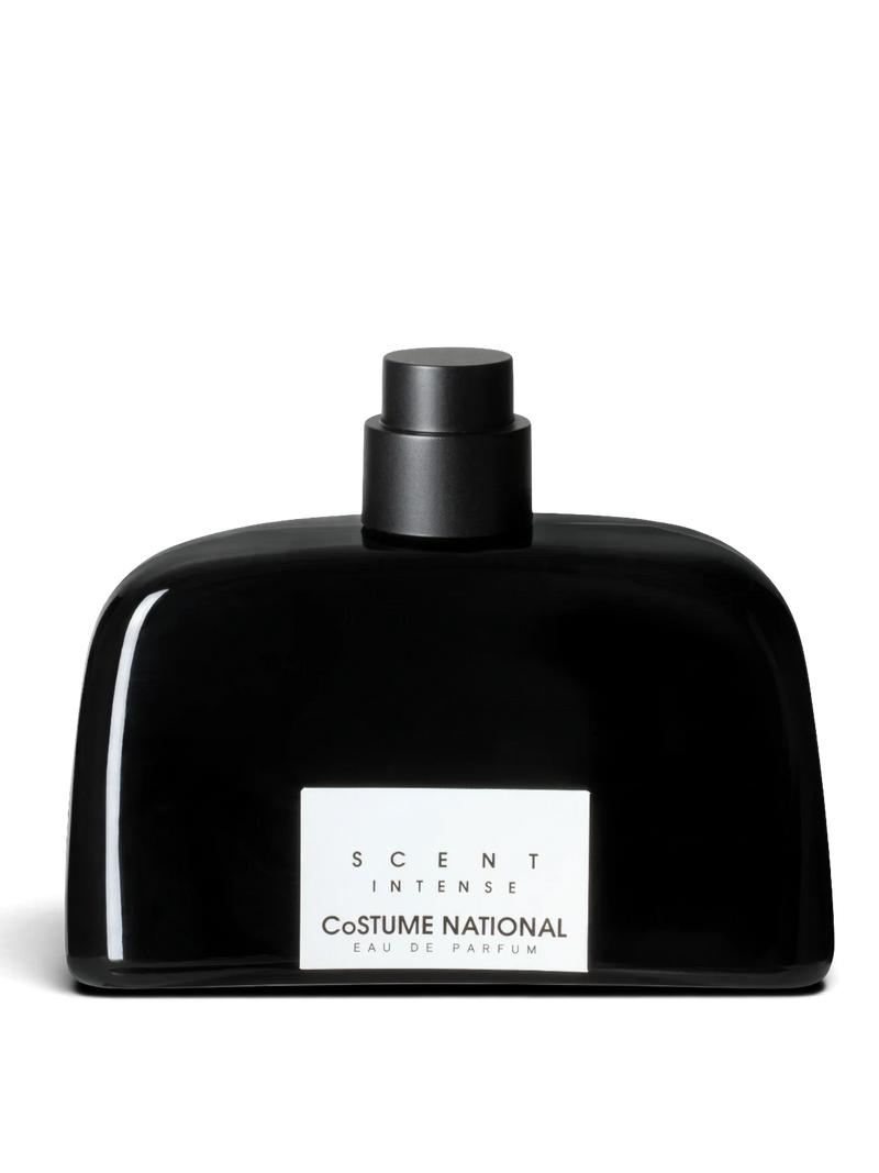 euaden Costume National Scent Intense unisex parfüm, siyah şık şişe tasarımı ve beyaz etiketiyle 100 ml EDP