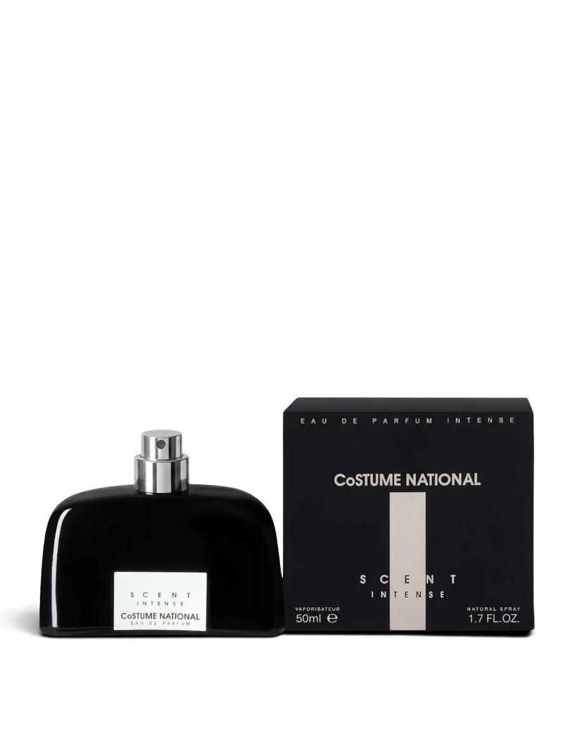 euaden Costume National Scent Intense unisex parfüm, siyah şık şişesi ve uyumlu kutusu ile zarif bir sunumda