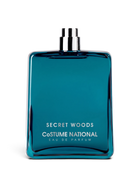 euaden Costume National Secret Woods unisex parfüm, şık ve modern tasarımlı koyu turkuaz cam şişede 100 ml EDP