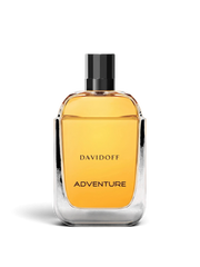 euaden Davidoff Adventure erkek parfümü, kehribar rengi cam şişesi ve siyah kapağı ile 100 ml EDT