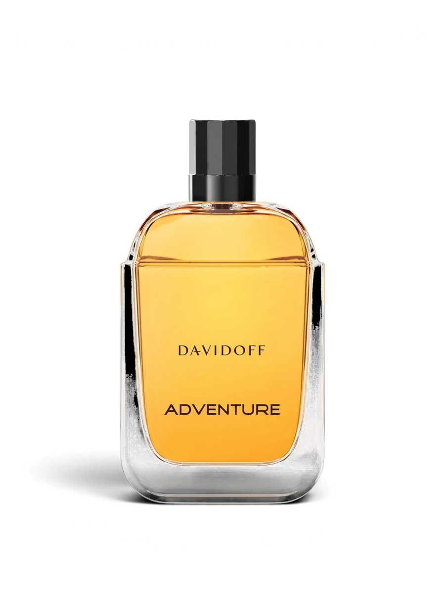 euaden Davidoff Adventure erkek parfümü, kehribar rengi cam şişesi ve siyah kapağı ile 100 ml EDT