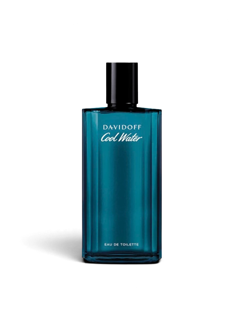 euaden Davidoff Cool Water erkek parfümü, ikonik koyu mavi cam şişesi ve ferah deniz notalarıyla maskülen bir tasarım.