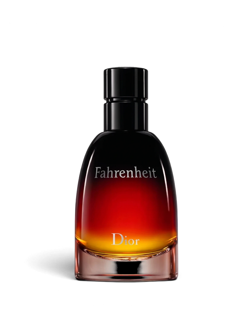 euaden Dior Fahrenheit erkek parfümü, siyah ve kırmızı geçişli ikonik cam şişesiyle 75 ml EDP