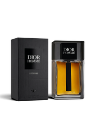 euaden Dior Homme Intense erkek parfümü, şık siyah kutusu ve kehribar renkli cam şişesiyle lüks odunsu koku tasarımı