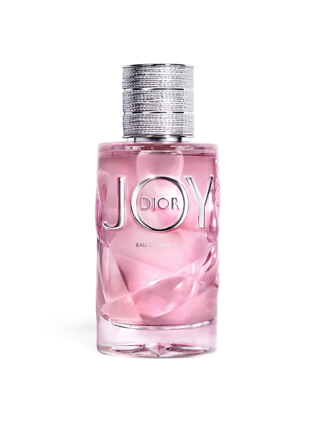 euaden Dior Joy EDP 90 ml kadın parfümü, şık cam şişesi ve gümüş kapak detaylarıyla pembe çiçeksi koku