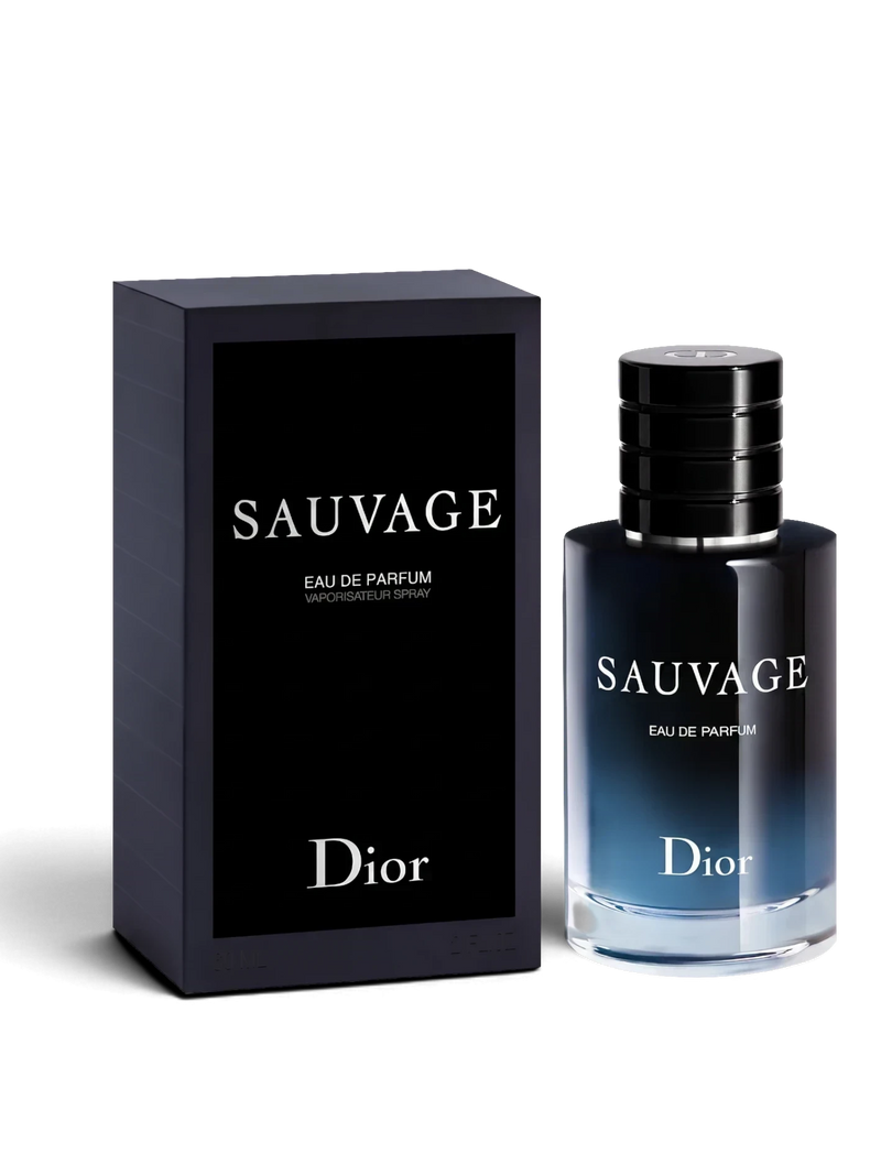 euaden Dior Sauvage EDP erkek parfümü, şık siyah kutusu ve degrade cam şişesiyle sofistike bir görünüm sunuyor.