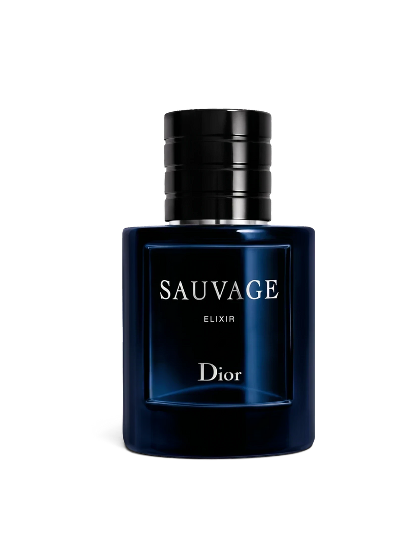 euaden Dior Sauvage Elixir erkek parfümü, koyu lacivert cam şişesi ve siyah kapak tasarımıyla lüks bir görünüm sunar.