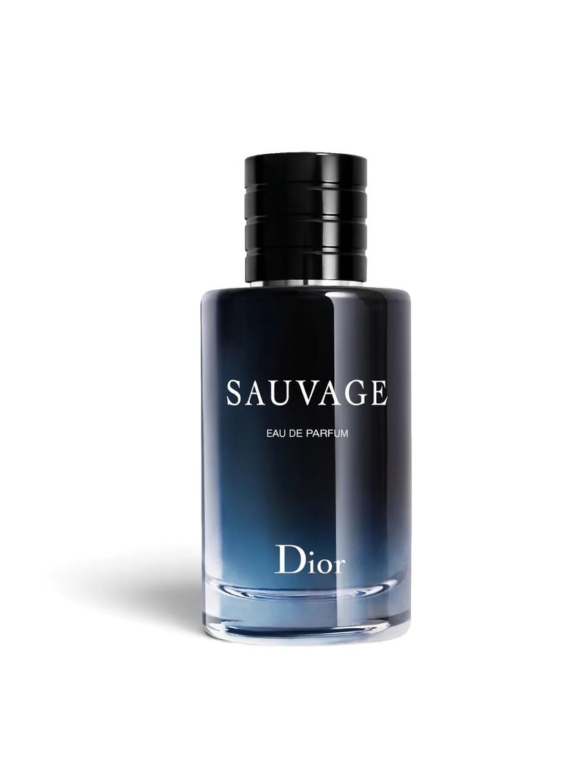 Euaden Dior Sauvage Eau de Parfum erkek parfümü, lacivert degrade cam şişesi ve siyah kapağı ile şık tasarım.