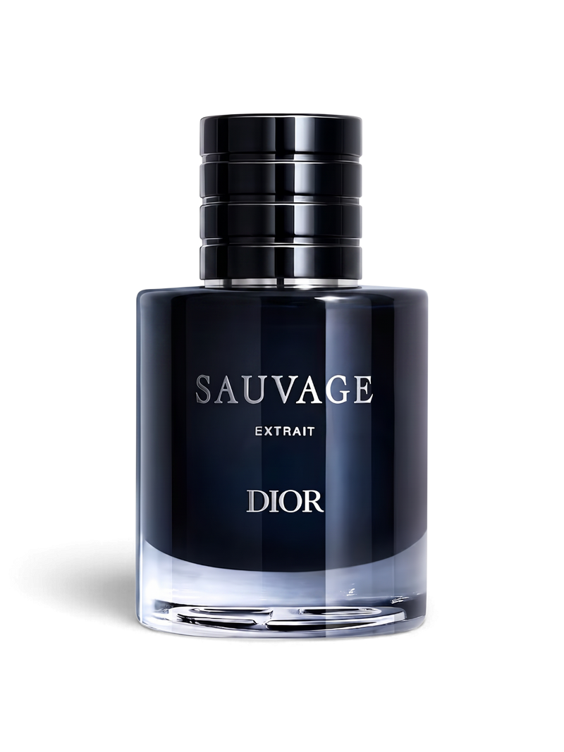 Euaden koleksiyonundan 50 ml Dior Sauvage Extrait erkek parfümü, şık koyu lacivert cam şişesiyle.