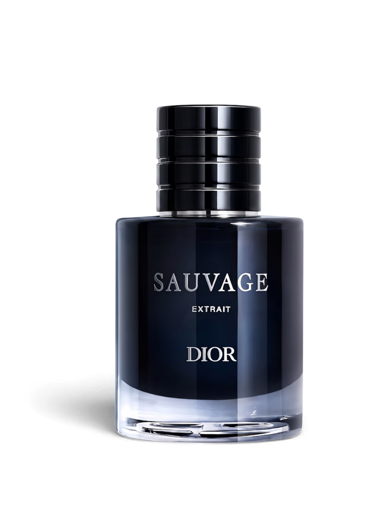Euaden koleksiyonundan 50 ml Dior Sauvage Extrait erkek parfümü, şık koyu lacivert cam şişesiyle.