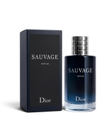 Euaden Dior Sauvage Parfum erkek parfümü, koyu lacivert cam şişesi ve şık siyah kutusu ile odunsu ve yoğun bir koku.