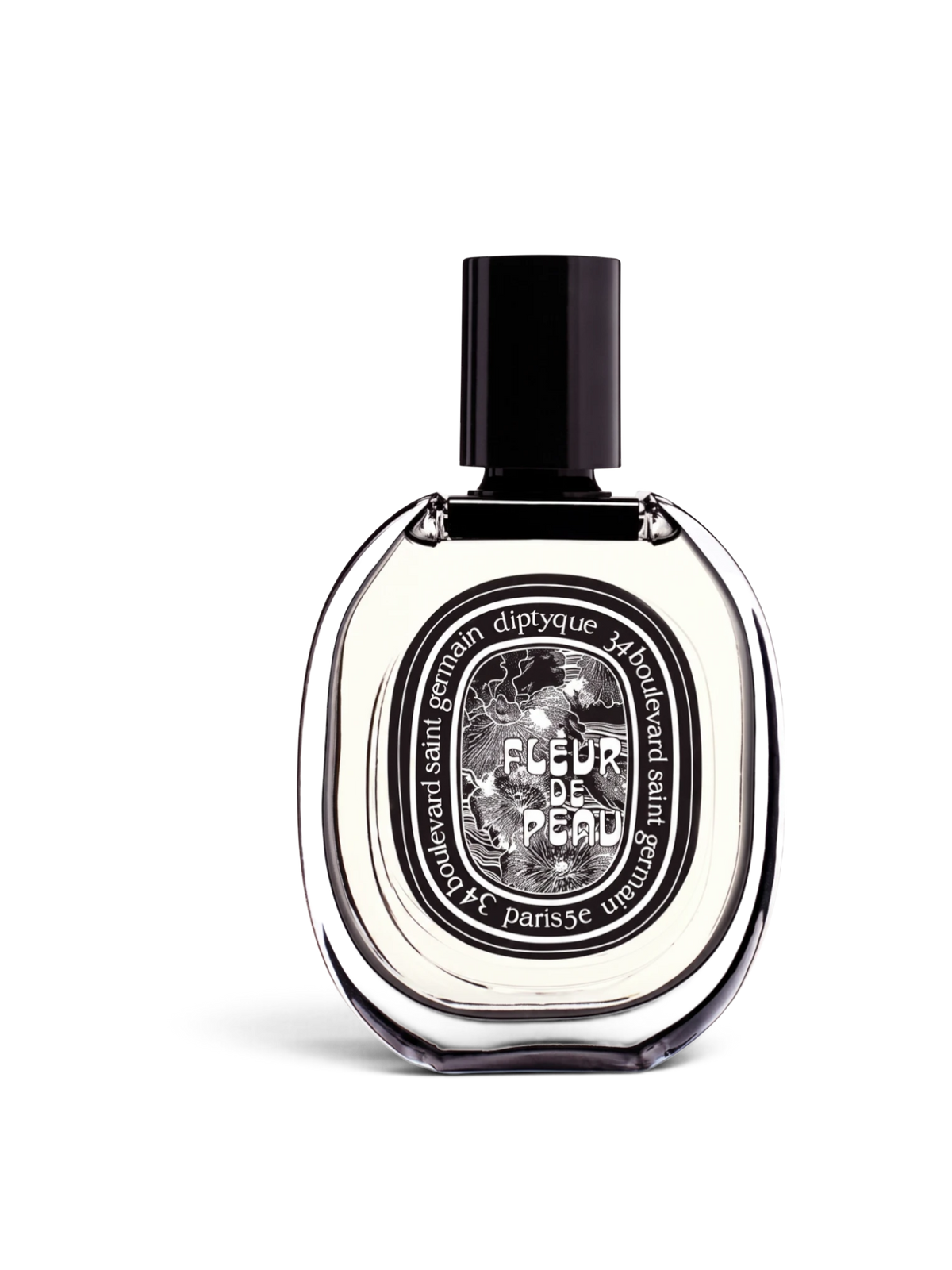 euaden tarafından sunulan, misk ve süsen notalı, ikonik oval şişeli Diptyque Fleur de Peau unisex parfüm.