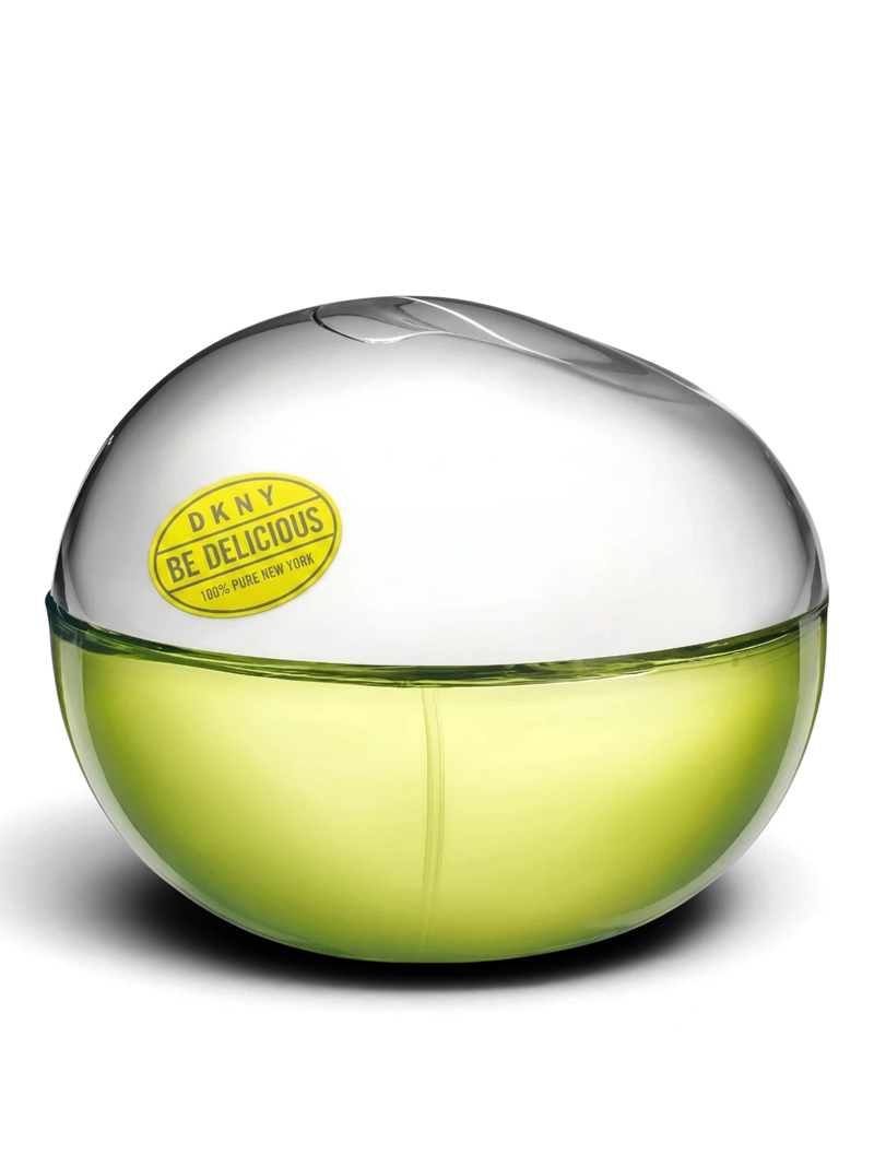 euaden DKNY Be Delicious kadın parfümü, ikonik elma şekilli şişesi ve taze yeşil rengiyle modern bir tasarım sunuyor.
