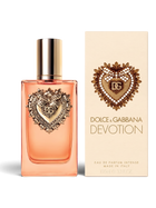 euaden Dolce & Gabbana Devotion Intense kadın parfümü, üzerinde ikonik altın kalp amblemi bulunan 100 ml cam şişe