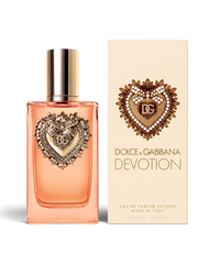 euaden Dolce & Gabbana Devotion Intense kadın parfümü, üzerinde ikonik altın kalp amblemi bulunan 100 ml cam şişe