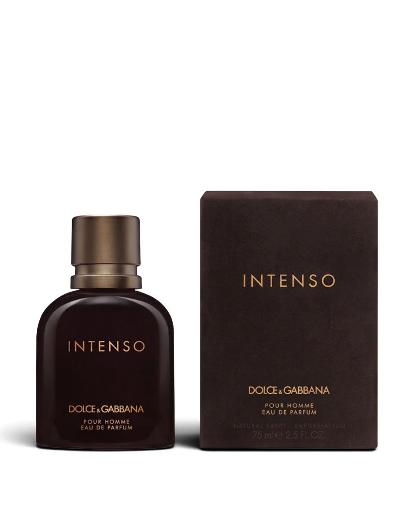 euaden Dolce & Gabbana Pour Homme Intenso erkek parfümü, koyu kahverengi şişesi ve şık kutusu ile lüks EDP tasarımı