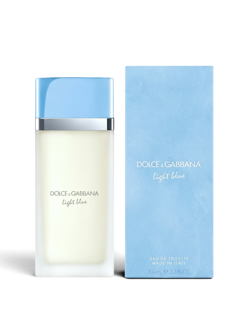 euaden Dolce & Gabbana Light Blue 100 ml refillable kadın parfümü ve açık mavi kutusu