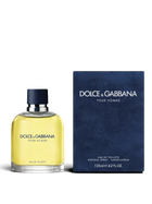 euaden Dolce & Gabbana Pour Homme 125 ml erkek parfümü, şık cam şişesi ve lacivert kadife dokulu kutusu ile.