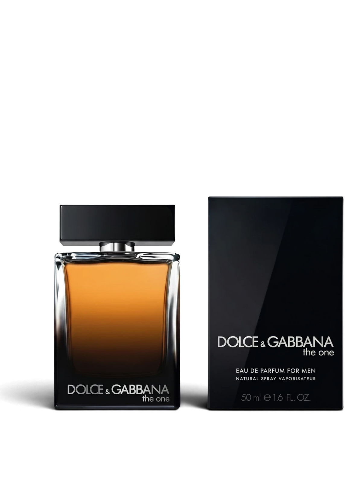 euaden Dolce & Gabbana The One erkek parfümü, kehribar renkli cam şişesi ve şık siyah kutusuyla sofistike bir tasarım.