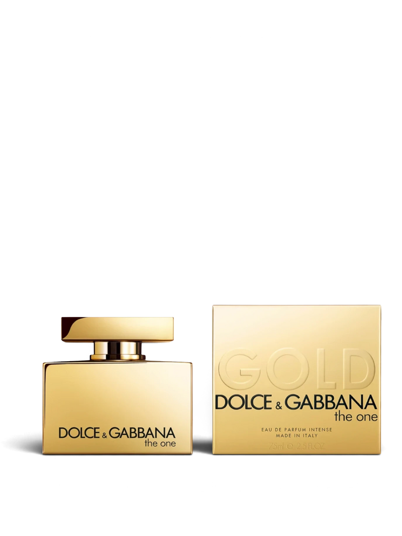 Euaden tarafından sunulan, altın renkli şişesi ve kutusuyla Dolce & Gabbana The One Gold kadın parfümü 75 ml