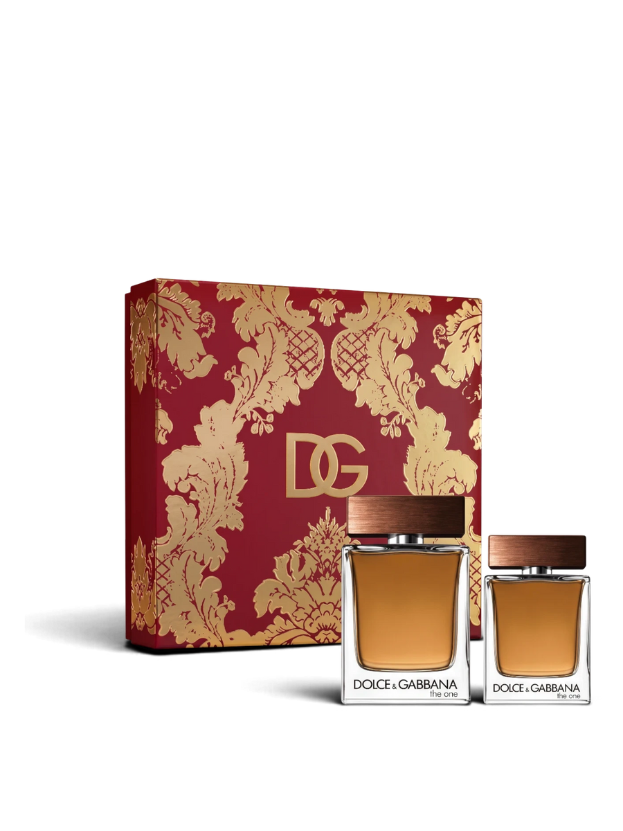 euaden Dolce & Gabbana The One erkek parfüm hediye seti, 100 ml ve 50 ml şişeler ile şık kırmızı desenli kutu.