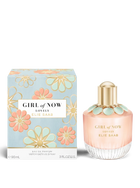 euaden ELIE SAAB Girl of Now Lovely 90 ml kadın parfümü, çiçek desenli kutusu ve zarif cam şişesiyle