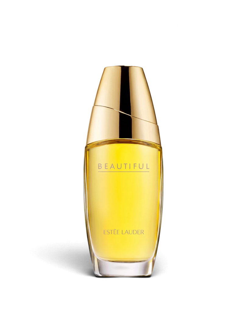euaden Estée Lauder Beautiful kadın parfümü, altın kapaklı şık cam şişesiyle çiçeksi ve zarif bir koku deneyimi sunuyor.