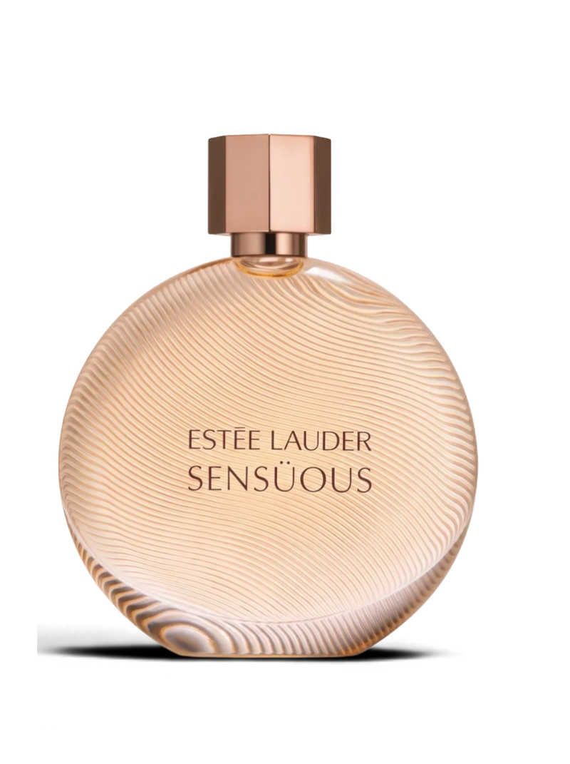 euaden Estée Lauder Sensuous kadın parfümü, altın rengi şişesi ve şık kutusuyla odunsu ve çiçeksi bir koku.