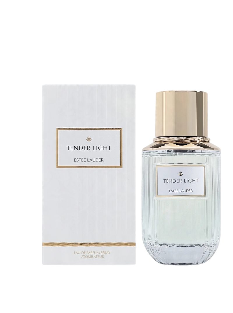 euaden Estée Lauder Tender Light kadın parfümü, şık cam şişesi ve beyaz kutusu ile 100 ml lüks parfüm seti.