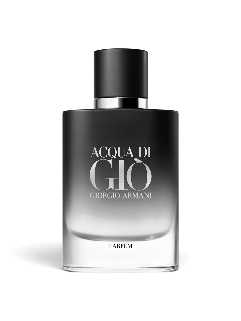 euaden Giorgio Armani Acqua Di Giò Parfum 75 ml erkek parfümü, siyah ve şeffaf geçişli cam şişe tasarımıyla.