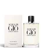 Euaden Giorgio Armani Acqua Di Giò Pour Homme EDP parfüm şişesi ve beyaz kutusu, modern ve ferah erkek kokusu.