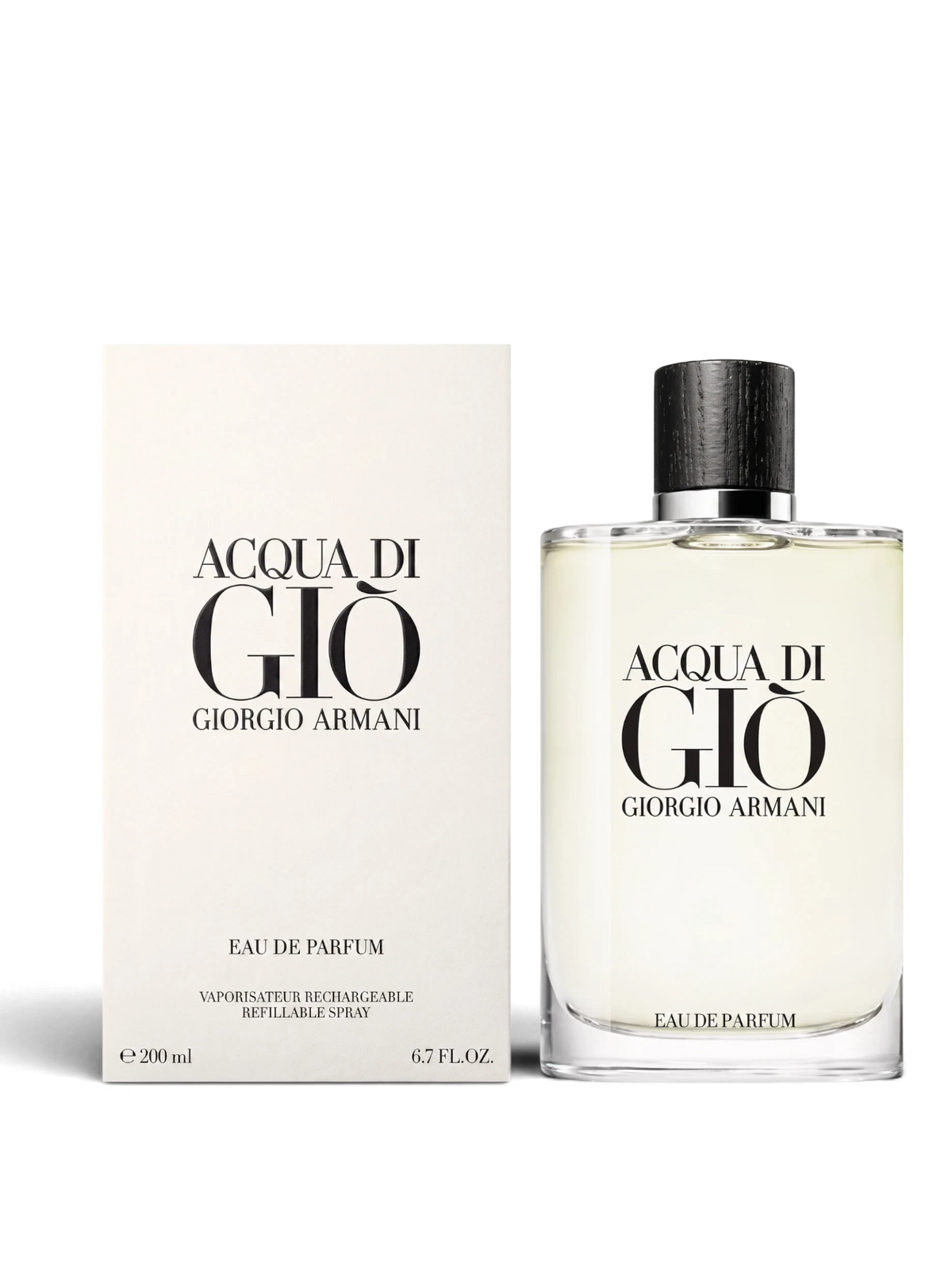 Euaden Giorgio Armani Acqua Di Giò Pour Homme EDP parfüm şişesi ve beyaz kutusu, modern ve ferah erkek kokusu.