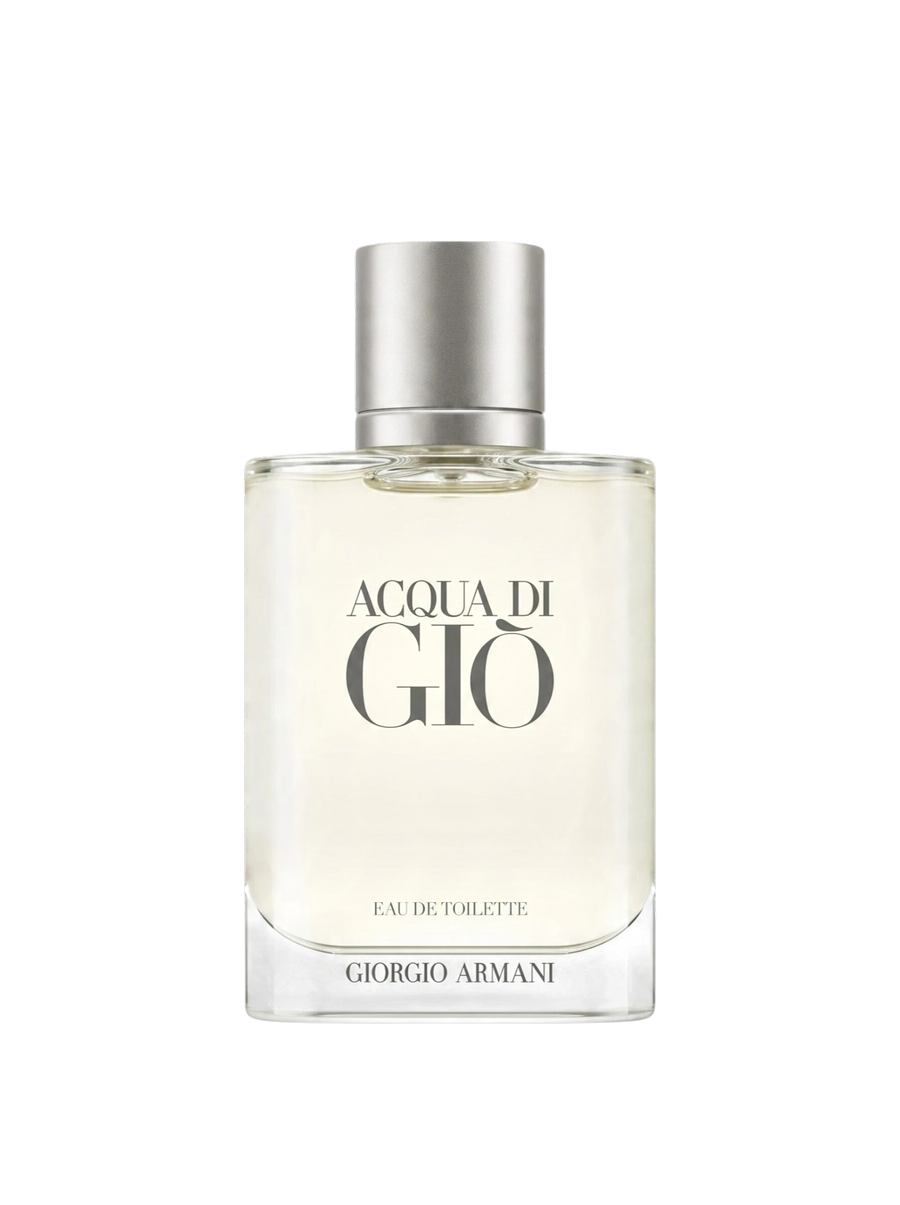 euaden Giorgio Armani Acqua Di Gio erkek parfümü, şeffaf cam şişede açık renkli deniz esintili EDT kokusu